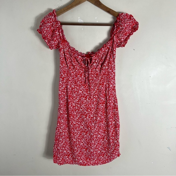 Princess Polly Red Floral Mini Dress Size 2 Feminine Romantic Ruffle Festival - Picture 6 of 16